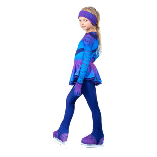 Thermal figure skating jumpsuit 'FS Blue' with Gloves