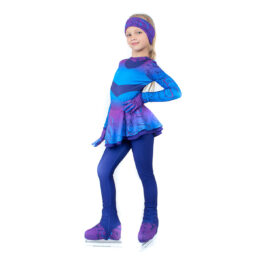 Thermal figure skating jumpsuit ‘FS Blue’ with Gloves