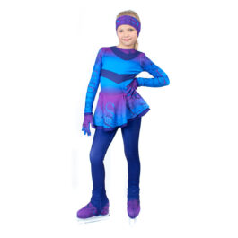 Thermal figure skating jumpsuit ‘FS Blue’ with Gloves