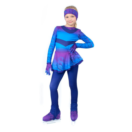 Thermal figure skating jumpsuit 'FS Blue' with Gloves