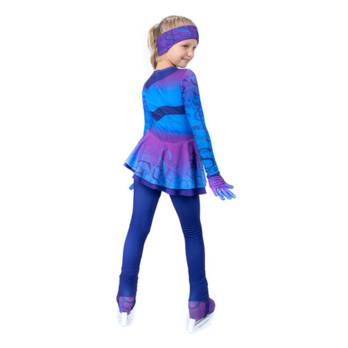 Thermal figure skating jumpsuit 'FS Blue' with Gloves