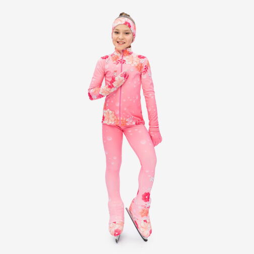 Thermal figure skating suit 'Flower' with Gloves and Headband