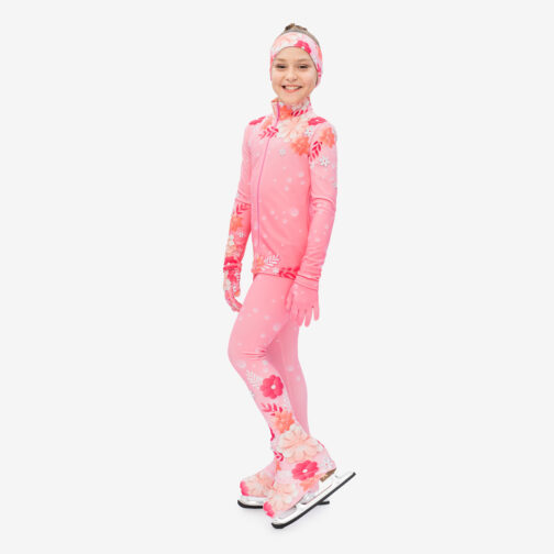 Thermal figure skating suit 'Flower' with Gloves and Headband