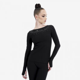 Figure Skating Long-Sleeve Top ‘Miracle’ with Open Neck