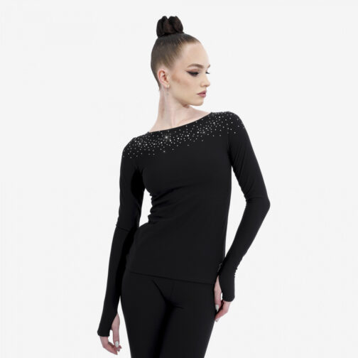 Figure Skating Long-Sleeve Top 'Miracle' with Open Neck