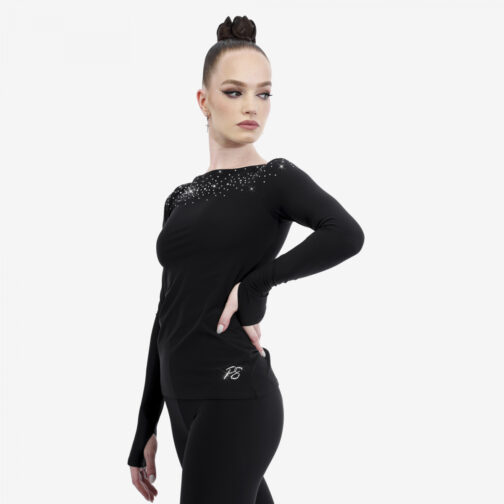 Figure Skating Long-Sleeve Top 'Miracle' with Open Neck