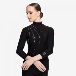 Figure Skating Long-Sleeve Top ‘Sparkle’ with High Neck