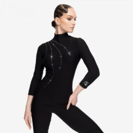 Figure Skating Long-Sleeve Top ‘Sparkle’ with High Neck