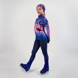 Thermal figure skating suit ‘Flamingo’ with Gloves and Headband