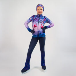 Thermal figure skating suit ‘Flamingo’ with Gloves and Headband