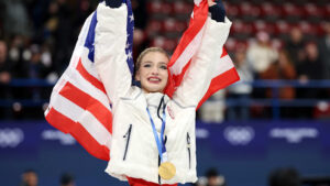 Read more about the article Madonna Celebrates Amber Glenn’s Olympic Gold in Stunning Figure Skating Performance at Winter Olympics 2026